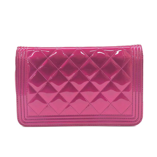 Sold Chanel Boy WOC Wallet on Chain Half Flap 2014 Electric Fuchsia Pink Patent Leather