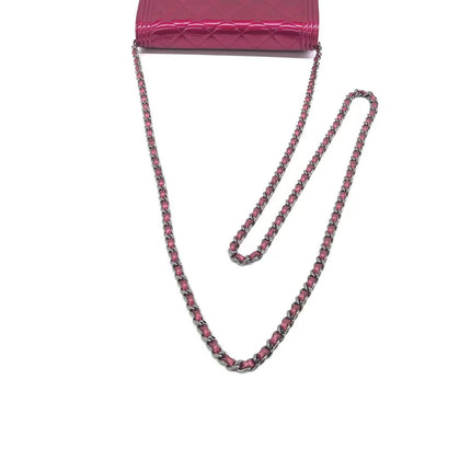 Sold Chanel Boy WOC Wallet on Chain Half Flap 2014 Electric Fuchsia Pink Patent Leather