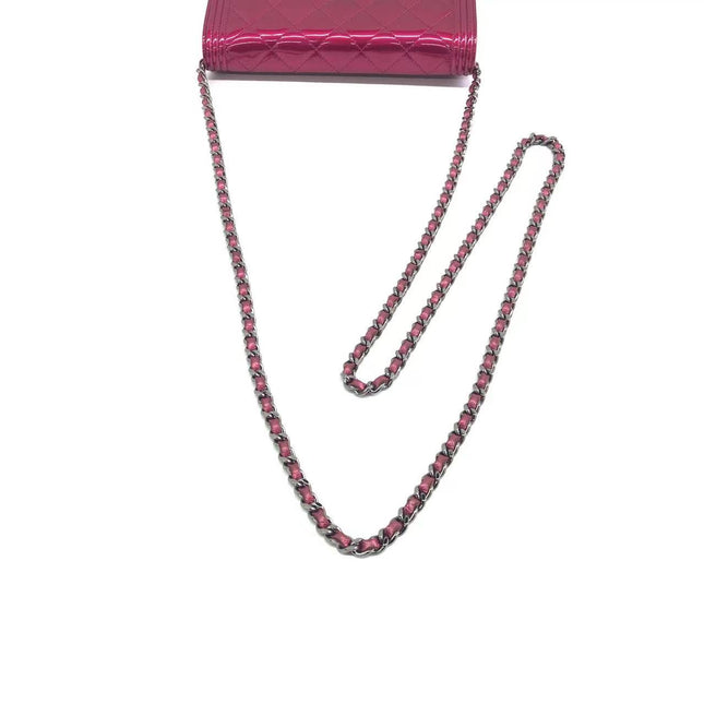 Sold Chanel Boy WOC Wallet on Chain Half Flap 2014 Electric Fuchsia Pink Patent Leather