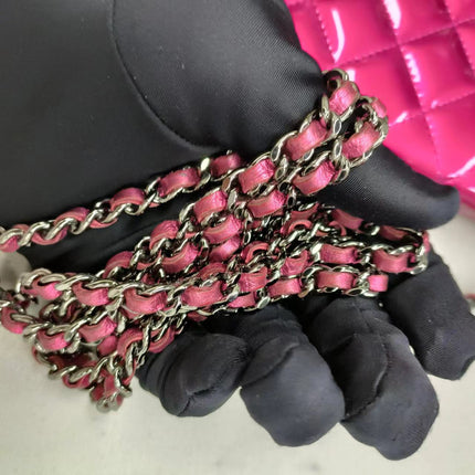 Sold Chanel Boy WOC Wallet on Chain Half Flap 2014 Electric Fuchsia Pink Patent Leather