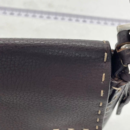Fendi Baguette Selleria Calfskin Leather Brown Shoulder Bag