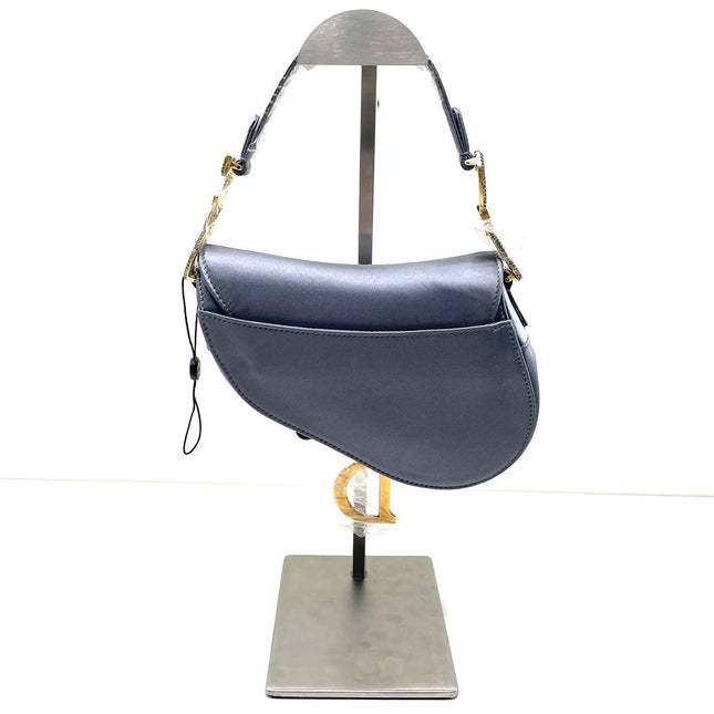 Sold Dior Saddle Mini Silk Blue with Crystal Embedded Buckles