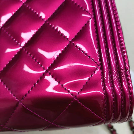 Sold Chanel Boy WOC Wallet on Chain Half Flap 2014 Electric Fuchsia Pink Patent Leather