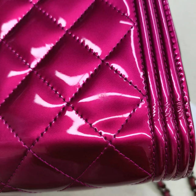 Sold Chanel Boy WOC Wallet on Chain Half Flap 2014 Electric Fuchsia Pink Patent Leather