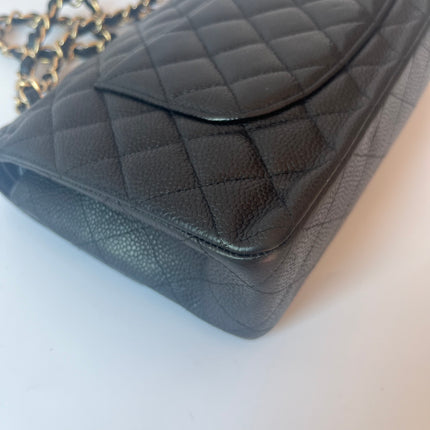 Chanel Classic Flap Medium Black Caviar Leather with 24k Gold Hardware, 2008-2009