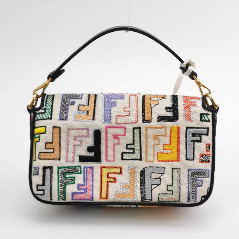 Fendi Baguette Mini Multicolor FF Zucca Canvas Crossbody Bag