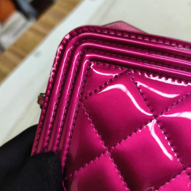 Sold Chanel Boy WOC Wallet on Chain Half Flap 2014 Electric Fuchsia Pink Patent Leather