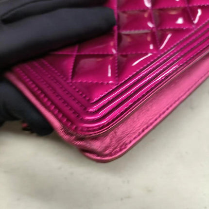 Sold Chanel Boy WOC Wallet on Chain Half Flap 2014 Electric Fuchsia Pink Patent Leather