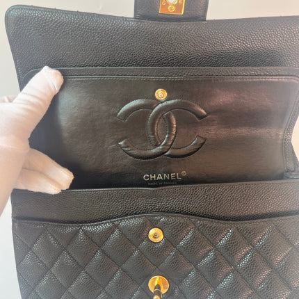Chanel Classic Flap Medium Black Caviar Leather with 24k Gold Hardware, 2008-2009