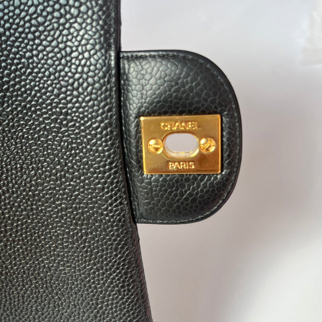 Chanel Classic Flap Medium Black Caviar Leather with 24k Gold Hardware, 2008-2009