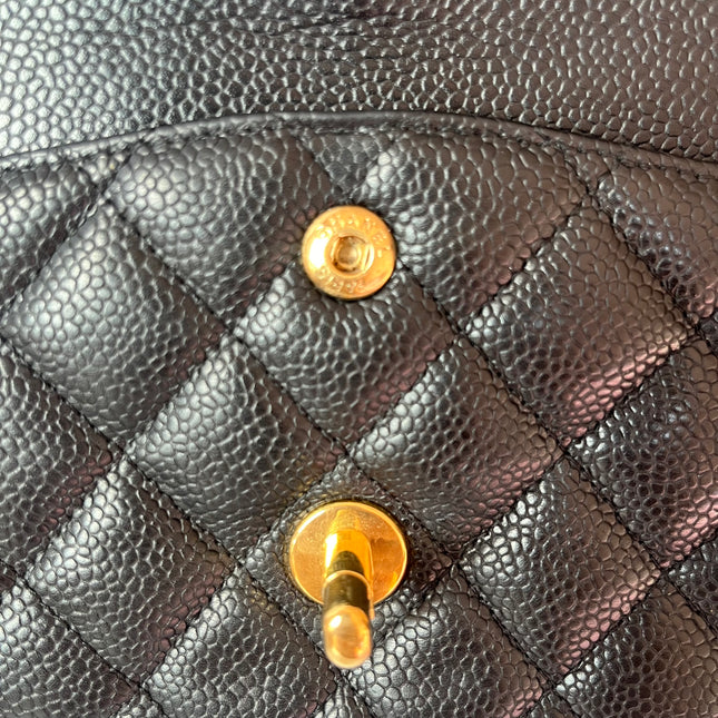 Chanel Classic Flap Medium Black Caviar Leather with 24k Gold Hardware, 2008-2009