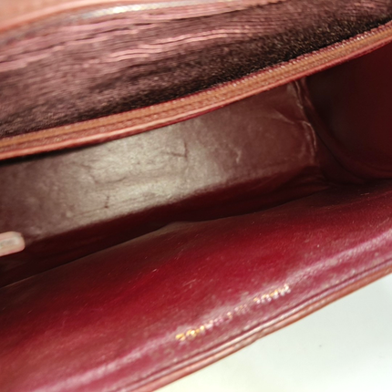 Chanel Vintage Quilted Flap Crossbody Messenger Bag Deep Burgundy Brown