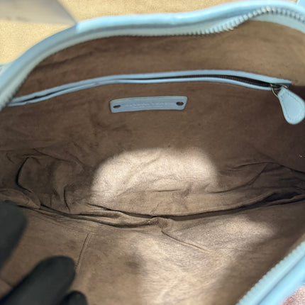 Sold Bottega Veneta Veneta Hobo Medium Baby Blue Intrecciato Leather Bag 43cm