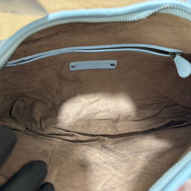Sold Bottega Veneta Veneta Hobo Medium Baby Blue Intrecciato Leather Bag 43cm