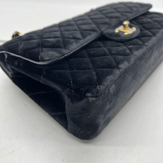 Chanel Classic Flap Medium Black Velvet Gold Hardware, 2014-2015