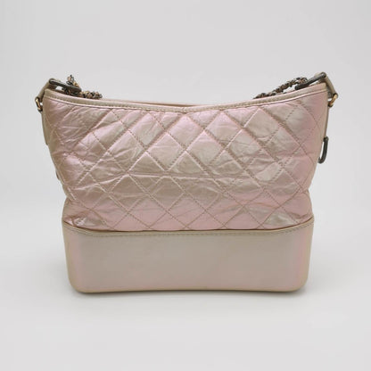 Chanel Gabrielle Hobo 2019 Iridescent Pink Leather Medium Crossbody Bag