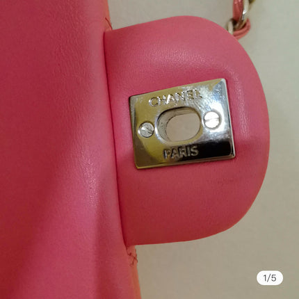 Sold Chanel Classic Flap Mini Pink Patent Leather Silver Hardware, 2015-2016