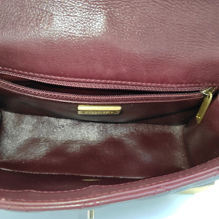 Chanel Rock The Corner Mini Flap Bag Burgundy Calfskin Leather Gold Hardware Corners 2017-18