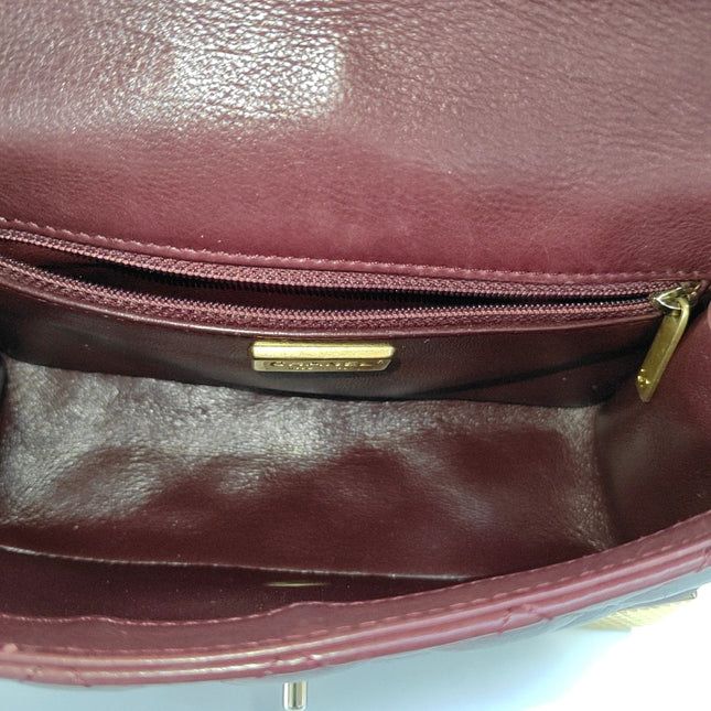 Chanel Rock The Corner Mini Flap Bag Burgundy Calfskin Leather Gold Hardware Corners 2017-18