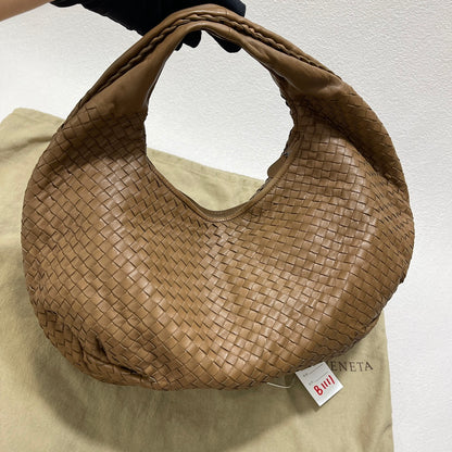 Sold Bottega Veneta Belly Hobo Intrecciato Lambskin Leather Camel Beige Large 50cm