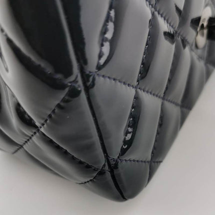 Sold Chanel Mini Square Classic Flap 2014 Navy Patent Leather Crossbody Bag