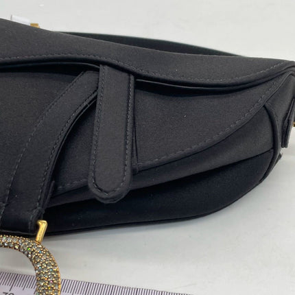 Dior Saddle Mini Silk Black with Crystal Embedded Buckles