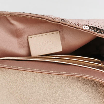 Fendi Baguette Mini Pink Glitter Sequins Valentine's Special Crossbody Bag
