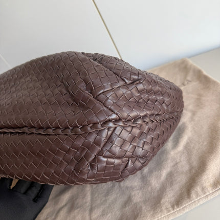 Bottega Veneta Belly Hobo Intreccio Leather Dark Chocolate Brown Large 50cm