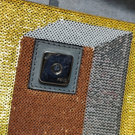 Fendi Baguette Blocks Abstract Pattern Glitter Sequin Shoulder bag