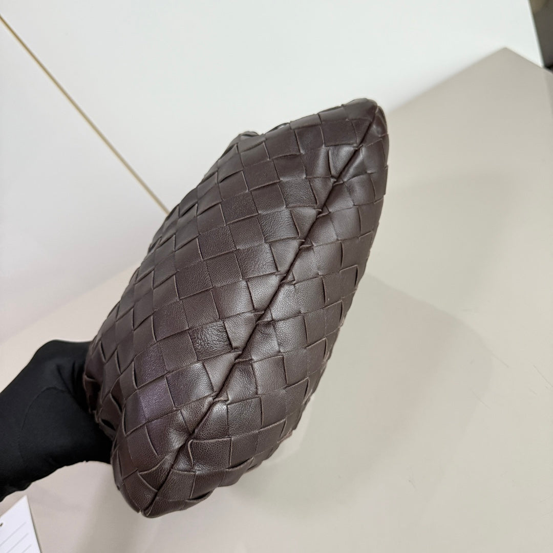 Bottega Veneta Jodie Mini Fondant Dark Chocolate Brown Lambskin Leather Clutch Bag