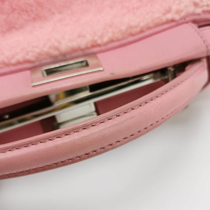 Fendi Peekaboo Small Pink Leather and Shearling Crossbody Bag