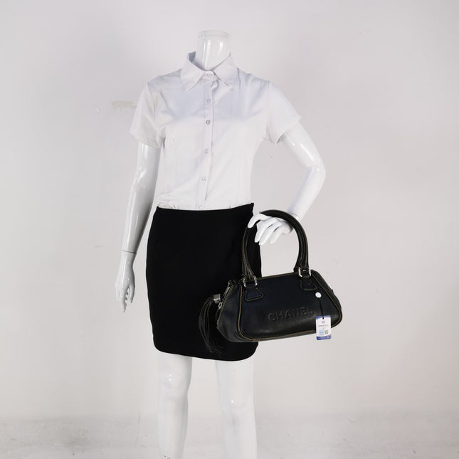 Sold CHANEL Calfskin Leather Tassel Medium Black Bowler bag