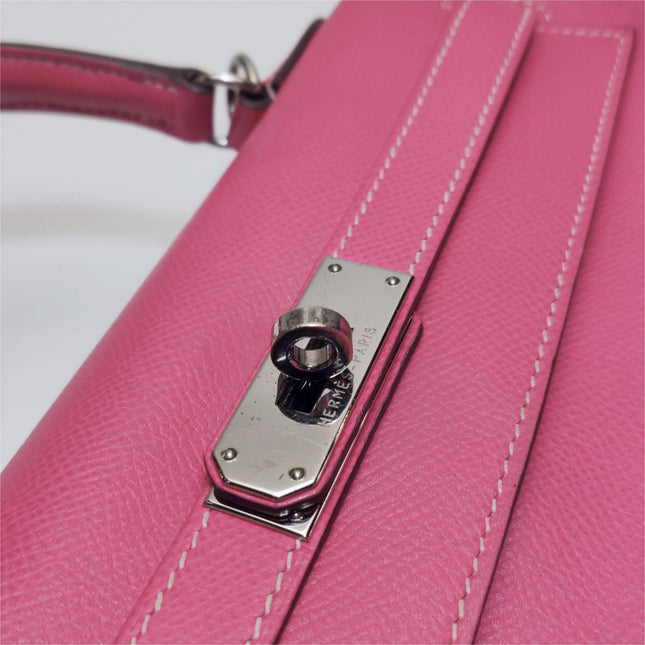 Hermes Kelly 32 Retourne E5 Rose Tyrien Pink Epsom Leather Palladium Hardware 2011