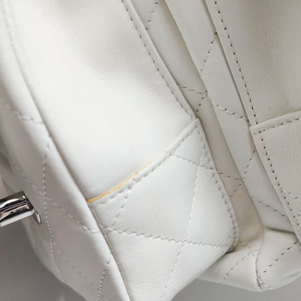 Chanel Cambon Multi-pocket Ligne Reporter Bag Large White Calfskin Leather