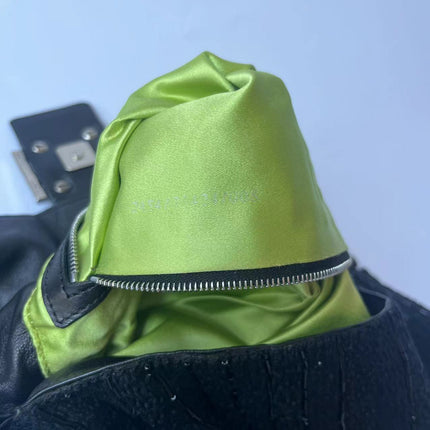 Fendi Baguette Vintage Black Glitter Beads and Cloth Knit Shoulder Bag