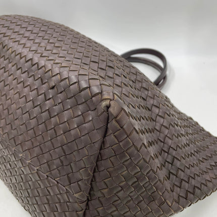 Bottega Veneta Cabat Tote Intreccio Leather Dark Chocolate Brown 40cm