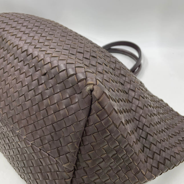 Bottega Veneta Cabat Tote Intreccio Leather Dark Chocolate Brown 40cm