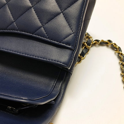 Chanel Classic Flap Small Navy Lambskin Leather Gold Hardware