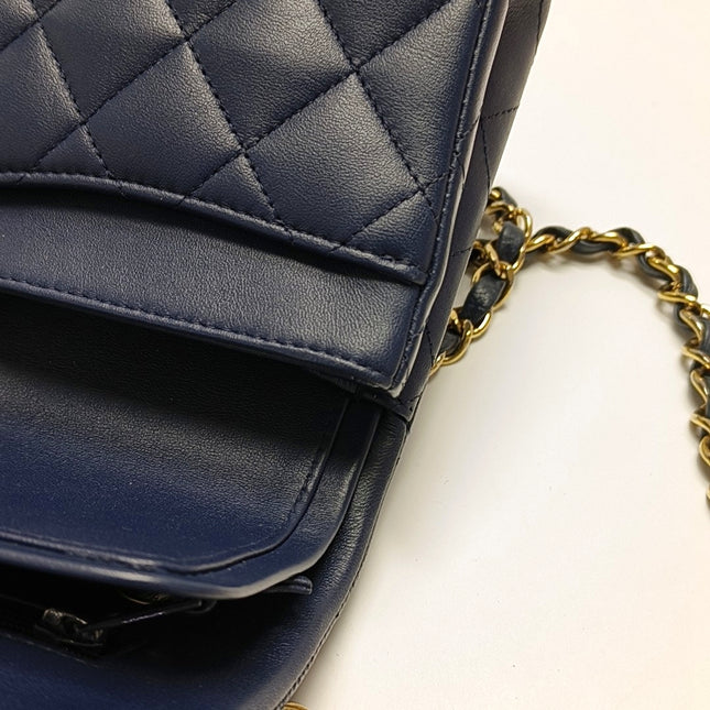 Chanel Classic Flap Small Navy Lambskin Leather Gold Hardware
