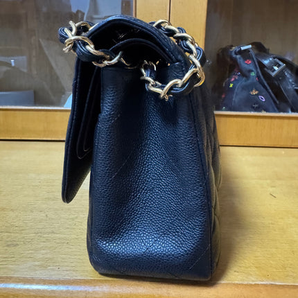 Chanel Classic Flap Jumbo 2012 Black Caviar Leather Double Flap Gold Hardware