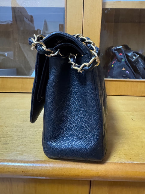 Chanel Classic Flap Jumbo 2012 Black Caviar Leather Double Flap Gold Hardware