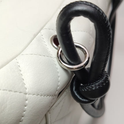 Chanel Cambon Multi-pocket Ligne Reporter Bag Large White Calfskin Leather