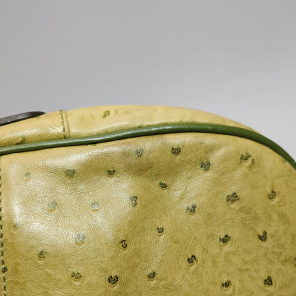 Dior Vintage Double Saddle Green Ostrich Leather Gold Hardware