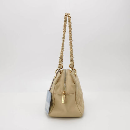 Chanel Petite Shopping Tote PST 2011 Beige Caviar Leather Chain Shopping Bag