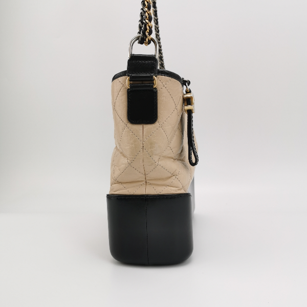 Chanel Gabrielle Hobo 2019 Beige and Black Leather Medium Crossbody Bag