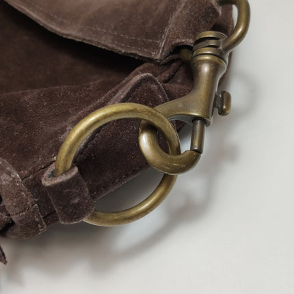 Miu Miu Brown Suede Leather Shoulder Bag Snap Hook