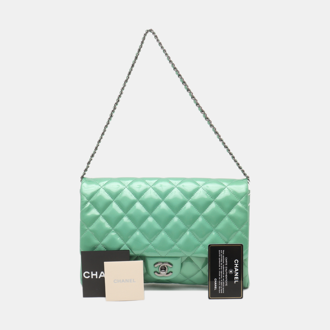 Chanel Envelope Clutch with Chains 2013 Shoulder Bag Apple Green Patent Leather