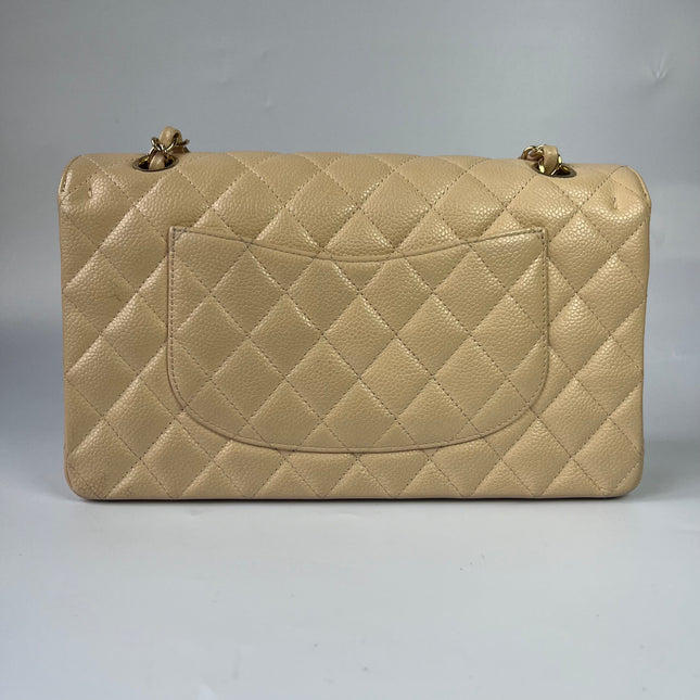 Chanel Timeless Classic Flap Medium Beige Caviar Leather Gold Hardware, 2009-2010