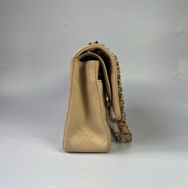Chanel Timeless Classic Flap Medium Beige Caviar Leather Gold Hardware, 2009-2010