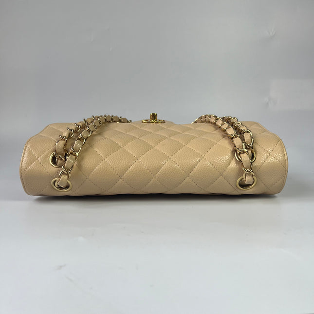 Chanel Timeless Classic Flap Medium Beige Caviar Leather Gold Hardware, 2009-2010